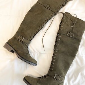 Over The Knee Lace Up Boots ( New )